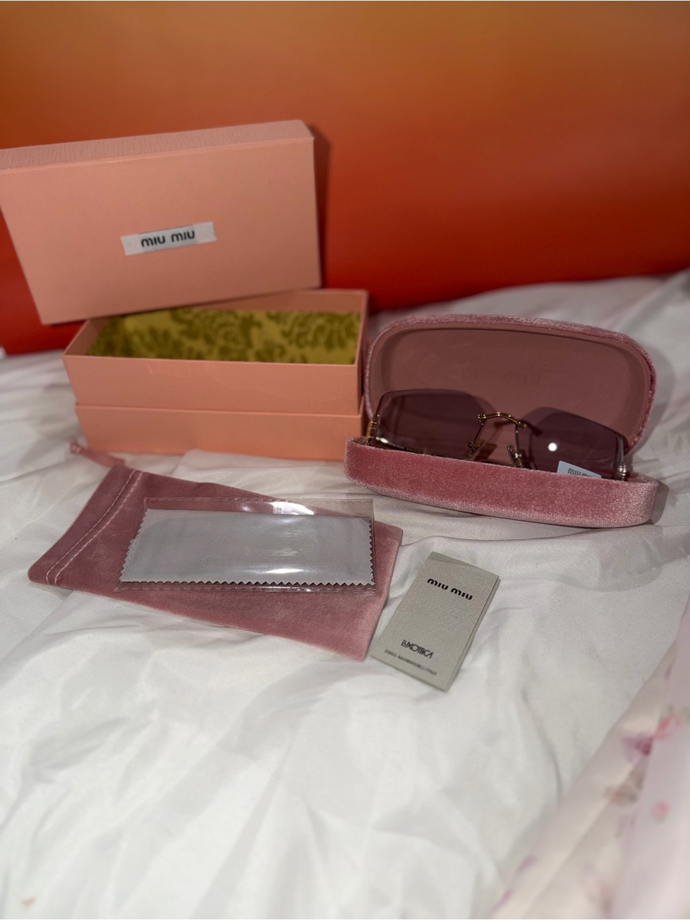 Fashion Pink Velvet Sunglasses Case with Cleaning Cloth